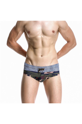 SEOBEAN Men‘s Cool Summer Breathable Swim Briefs Swimwear Beach Shorts Surfing Briefs (Camouflage,Size:S-XL) (Intl)