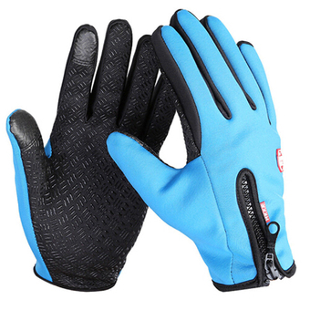 Extra Large Size Ski Gloves Winter Insulated Full Finger Touch Screen Waterproof Warm Gloves in Blue