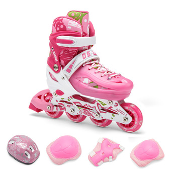 มืออาชีพที่สามารถปรับได้เด็ก Roller Skates รองเท้าอินไลน์สเกตรองเท้ากีฬากลางแจ้งรองเท้าสีชมพู Professional Adjustable Children Roller Skates Shoes Inline Skates Shoes Outdoor Sports Shoes Pink