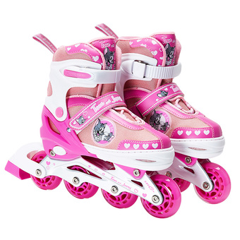 Roller Style Adjustable Inline Skate Outdoor Sport Shoes (Pink)