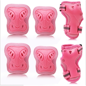 6pcs Children/Kid&#039;s Inline &amp; Roller Skates Sport Cycling Skating Knee Elbow Wrist Protective Gear Protective Pads M (Pink)