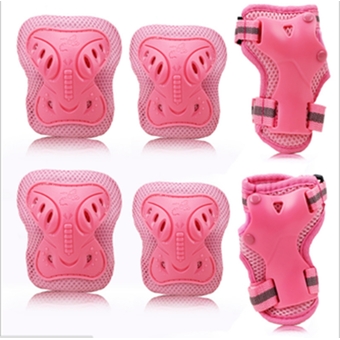 6pcs Children/Kid's Inline & Roller Skates Sport Cycling Skating Knee Elbow Wrist Protective Gear Protective Pads M (Pink)