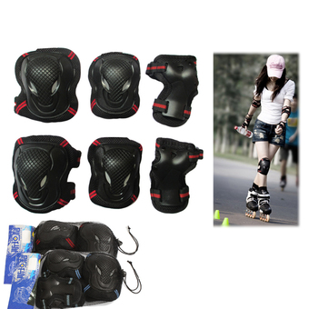 Sports Protective Gear Safety Pad Safeguard (Knee Elbow Wrist) Support Pad Set Equipment for Adult Roller Bicycle BMX Bike Skateboard Extreme Sports Bogu Protector Guards Pads (S size)
