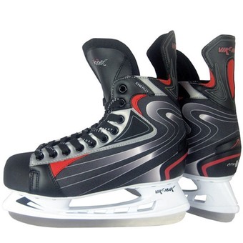 VIK MAX Professional Adult Roller Style Ice Hockey Skating Blade Sport Shoes (Black and Red)