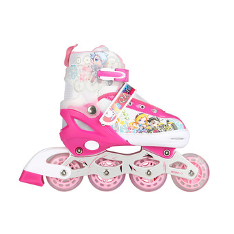 Adjustable Lnline Skate Front Flash Wheels (Pink)(Siza:M 33-37)