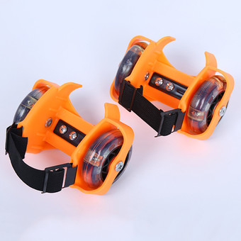 Flashing Adjustable Simple Boy and Girl Roller Skate Shoes Orange- Intl