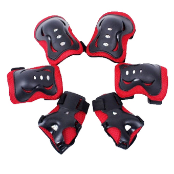 Fang Fang Kid Roller Skating Knee Elbow Wrist Protective Guard Pad (Black)
