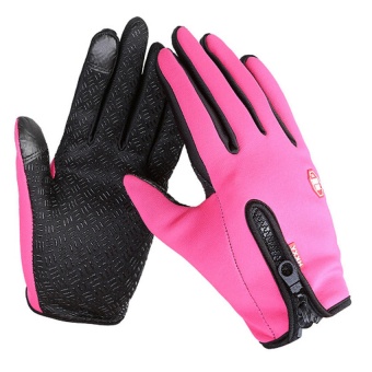 Extra Large Size Ski Gloves Winter Insulated Full Finger Touch Screen Waterproof Warm Gloves in Rose