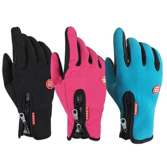 Medium Size Ski Gloves Winter Insulated Full Finger Touch Screen Waterproof Warm Gloves in Blue