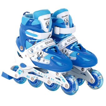 DMALL เล่นสเก็ตลูกกลิ้ง รองเท้า Children Pro Roller Style Inline Skate Outdoor Sport Shoes Size:S(27-32) - Blue