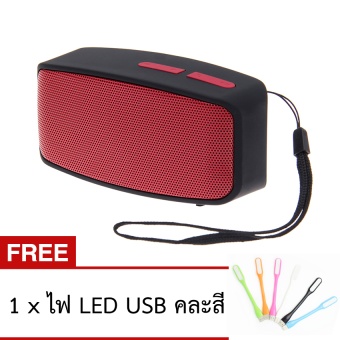 LNW Mini Bluetooth Speaker/FM/MP3 Player ลำโพงบลูทูธ รุ่น N10U (สีแดง) ฟรีไฟ LED USB คละสี