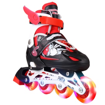 Lighting Roller Style Adjustable Inline Skate Outdoor Sport Shoes (Black)