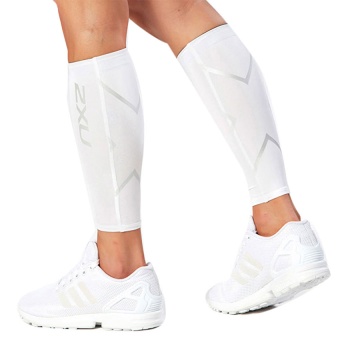 2xu Unisex Compression Fitness Legwarmers Leggings Set Sport Protect The Calf Joggers Superelastic White M - intl