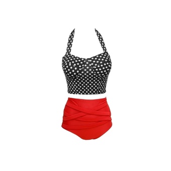Venus queen Women's Polka Dots Push-Up Bra Vintage Sexy Plus Size High Waist Summer Neoprene Bikini Set Swimsuit Swimwear Beachwear