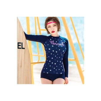 ชุดว่ายน้ำแขนยาว Merciel Star Pink Rashguard ไซต์ M-XL #16002