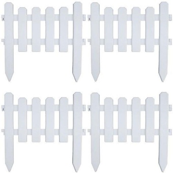 papamami Embroidered white plastic fence รั้วพลาสติก สีขาว ปักดิน (4อัน)(White)(White)