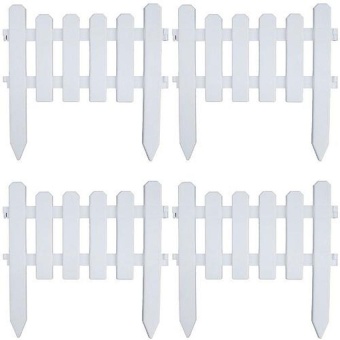 papamami Embroidered white plastic fence รั้วพลาสติก สีขาว ปักดิน (4อัน)(White)(White)