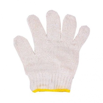 Udelight Cotton Knitted Gloves ถุงมือผ้าฝ้าย ขอบเหลือง (1 โหล)