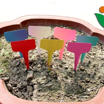 100pcs T-type Plastic Plant Flower Tags Nursery Garden Labels Mark Orange