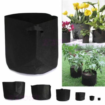 5pcs Fabric Pots Plant Pouch Round Container Grow Bag Aeration Pot Container 7 Gallon (Black)