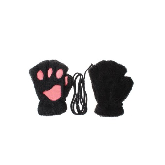 HengSong Bear Paw Winter Half Finger Gloves Black