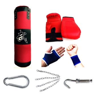 Kinglion Sport 80CM ชุดกระสอบทรายแขวน+แบ็คชก+ที่รัดมือ+ที่รัดข้อมือ กระสอบทรายผ้าใบพร้อมโซ่และตะขอเกี่ยว กระสอบทรายซ้อมมวย กระสอบทรายชกมวยพร้อมนวม Boxing Punch Bag / Heavy Bag