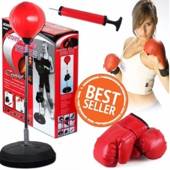 shop108 Punch Play Boxing Set ชุดอุปกรณ์เป้าชกมวยเพื่อสุขภาพ (Red)