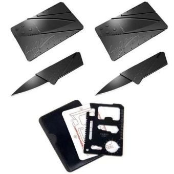 การ์ดมีดพกพา - สีดำ (2 ชิ้น) + การ์ด Multitool 11 in 1 - รมดำ