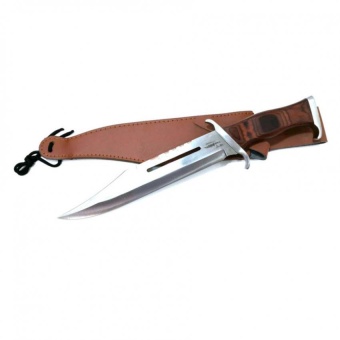 Knife - First Blood III มีดเดินป่าขนาดใหญ่ 42 cm. (ทรงโบวี่) ด้ามลายไม้ ซองหนังแท้