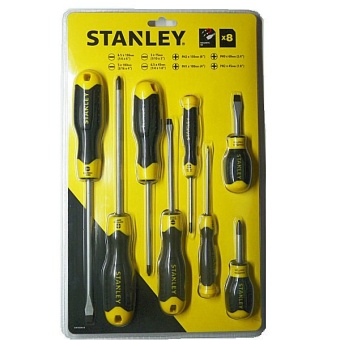 Stanley #92-004 ชุดไขควง ปากแบน - ปากแฉก ด้ามหุ้มยาง 8 ตัวชุด รุ่น Cushion Grip 2 - Black