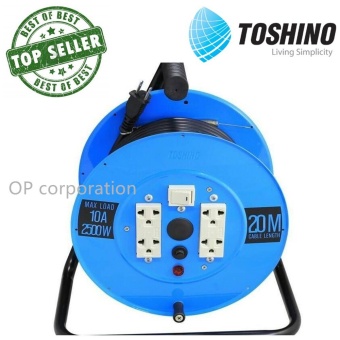 TOSHINO FM310-20 ล้อสายไฟ ปลั๊กพ่วง VCT 3×1.0 ยาว 20 ม สีฟ้า