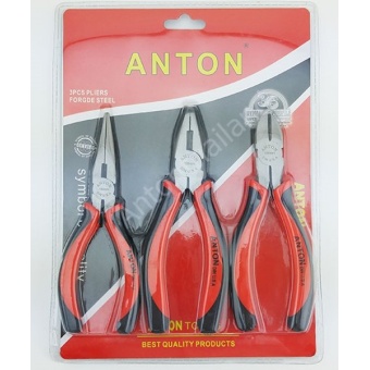 Anton ชุดคีมปากจิ้งจก คีมตัด คีมปากแหลม ขนาด 8 นิ้ว 3 ตัว /ชุด