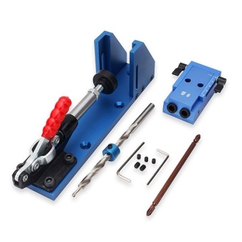 2pcs Woodworking Tool Pocket Hole Jig Woodwork Guide Repair Carpenter Kit System With Toggle Clamp and Step Drilling Bit(Kreg Type)