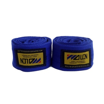 WOLON 2.5M ผ้าพันมือนักมวยสีน้ำเงิน ผ้าพันมือชกมวย ผ้าพันมือต่อยมวย ผ้าพันมือมวยไทย Blue Professional Hand Wraps Boxing Tape (ความยาว 2.5 เมตร)