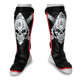 Tuff MuayThai Shinguards Skull - Black
