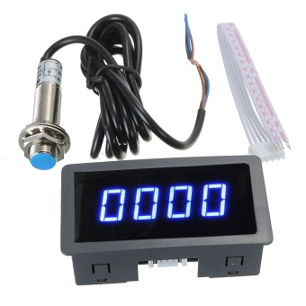 Blue 4 Digital LED Tachometer RPM Speed Meter + Proximity Switch Sensor NPN - Intl