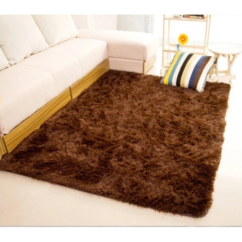 Shaggy Anti-skid Carpets Rugs Floor Mat/Cover 80x120cm (Brown)