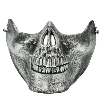 Jetting Buy Skull Skeleton Airsoft Game Hunting Biker Half Face Protect Gear Mask Guard Silver