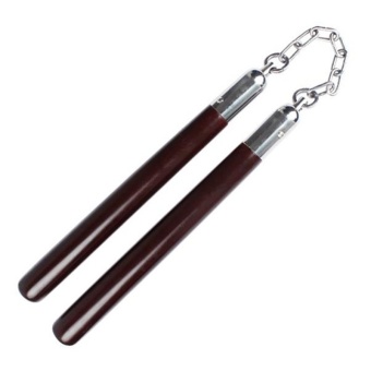 กระบองสองท่อนไม้ (NunChaKu) สำหรับฝึกหัด - สีไม้แดง