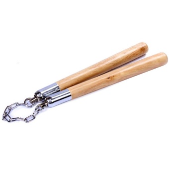Kinglion Sport กระบองสองท่อนไม้สำหรับผู้ใหญ่ กระบอง2ท่อนสีน้ำตาลอ่อน Light Brown Hardwood Nunchaku/Nunchucks Martial Arts Training Equipment (400G/26-29MM)