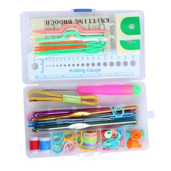 niceEshop Portable Compact Home Travel Basic Knitting Tool Set with Case (Multicolor)