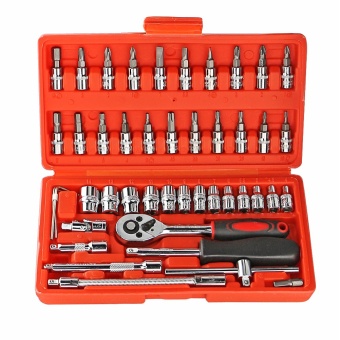 46pcs Socket Set Repair Tool Ratchet Set Torque Wrench Combination Bit a set of keys Chrome Vanadium HT408