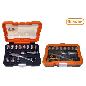Tactix 900314 socket set and driver ratchet ชุดบล็อกและด้ามข้อต่อ 3/8''