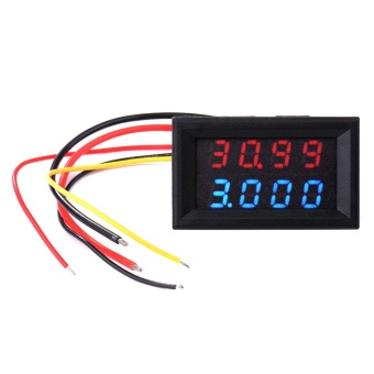 ดิจิตอลโวลมิเตอร์ แอมป์มิเตอร์ Gauge DC 0-33V/0-3A 12V Voltage Current Measurement Panel Meter RED/BLUE Dual Display