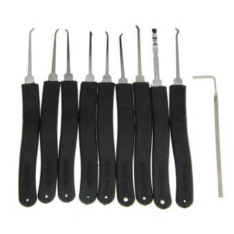 Advanced L Shape Stainless Steel Quick-Picking Lock Pick Tool Set - Black Silver