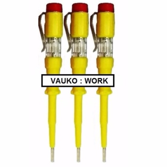 WORK : ไขควงลองไฟ ไขควงวัดไฟ ไขควงทดสอบไฟ 220 โวลท์ (100-500V) จำนวน 3 ตัว (สีเหลือง) รุ่น SOLO TESTER-003-Y