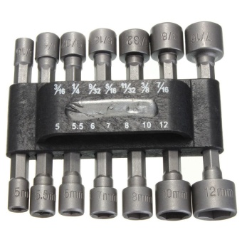 MEGA 14x Power Nut Driver Drill Bit Set SAE Metric Socket Wrench Screw 1/4Hex Shank (Intl)