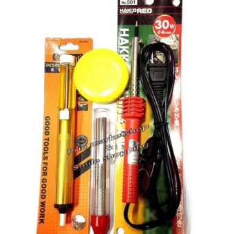 HAKKO หัวแร้ง 30W. รุ่น no.501F-V22.+ตะกั่ว+น้ำยาประสาน+ที่ดูด