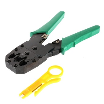 คีมเข้าหัวสำหรับ RJ45&amp;RJ11 อย่างดีเหมาะสำหรับมืออาชีพ คีมเข้าหัวสาย Lan/สายโทรศัพท์+มีดปลอกสาย