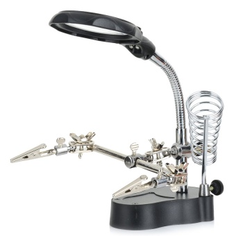 XI YOYO Mg16126-A 4X / 12X Portable Magnifier W/ 2-Led White Light /Soldering Stand - Black (3 X Aaa) - intl